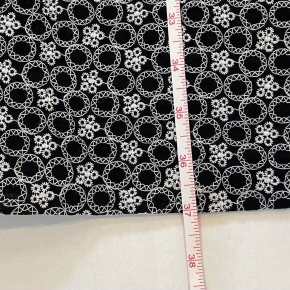 LOFT Black & Ivory Embroidered Floral Cap Sleeve, Collar Faux Wrap Dress 8 - Picture 10 of 10